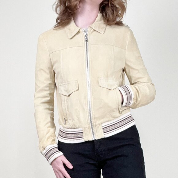 Vintage Dolce & Gabbana 90s Y2K Suede Leather Bomber Jacket 2000s Designer Coat - Picture 2 of 15